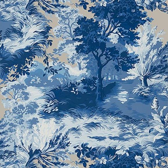 Обои Thibaut T10864 Lincoln Toile Blue and Flax