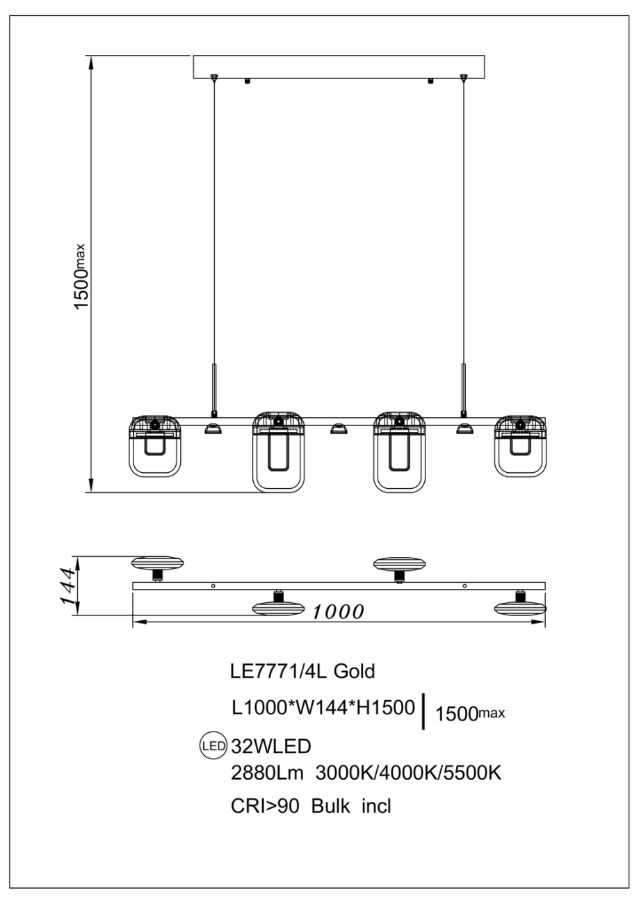 Подвесная люстра Natali LE7771/4L Gold