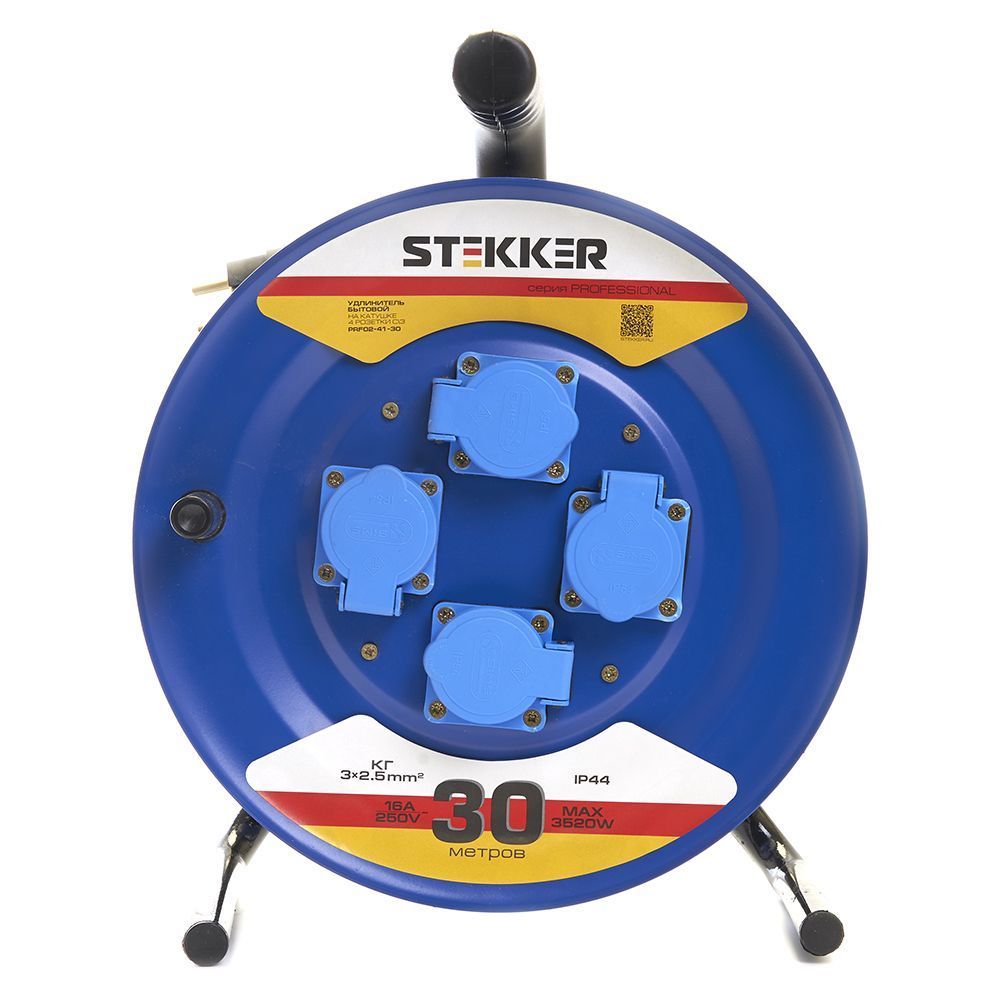 Удлинитель на металлической катушке 4-местный Stekker PRF02-41-30 30м 39296