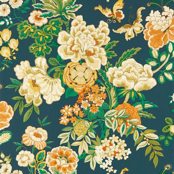 Обои Sanderson DWAW217120 Midnight/Apricot Emperor Peony