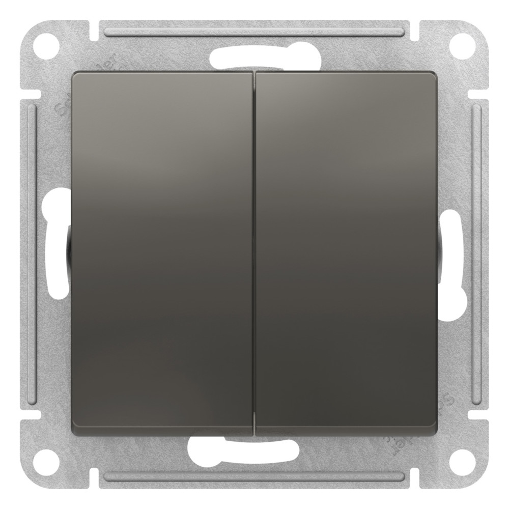 Переключатель 2-клавишный перекрестный, 2 x сх. 7, 10АХ Systeme Electric AtlasDesign Сталь ATN000973