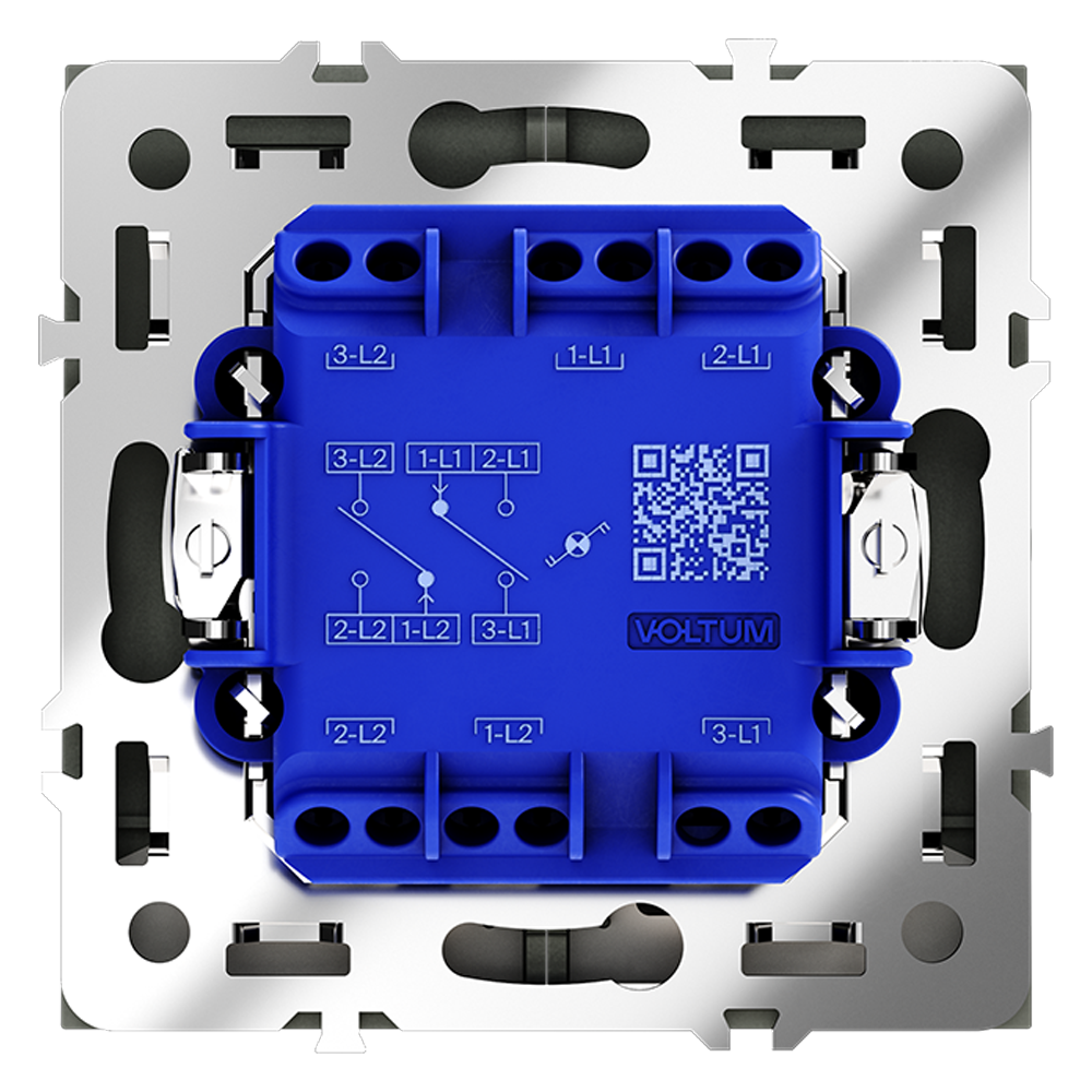Проходной переключатель двухклавишный с подсветкой Voltum S70 VLS020408 (черный матовый)