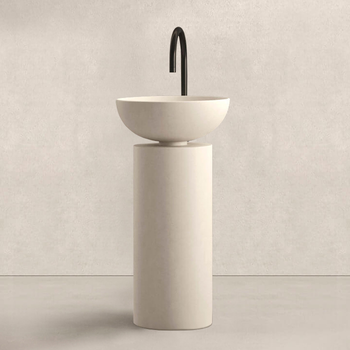 Noorth milldue edition SABA 45 Раковина напольная Ø45x90см, слив в стену, без отв., цвет: Caolino