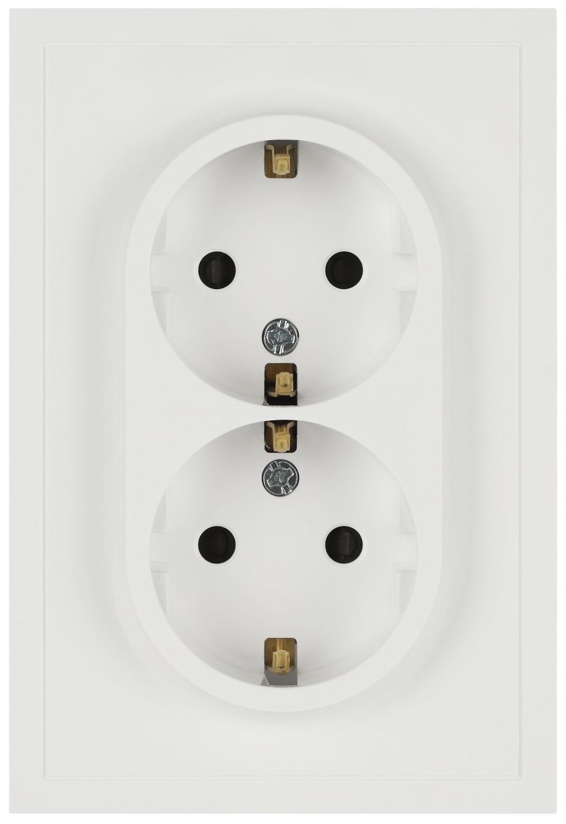 Розетка Эра Galaxy 15-2104-08 с заземлением двойная 2X2P+E Schuko 16А-250В IP20 белый матовый Б0070691
