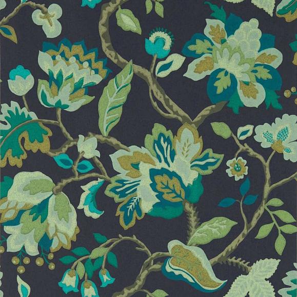 Обои Sanderson 217044 Amanpuri Midnight/Eucalyptus