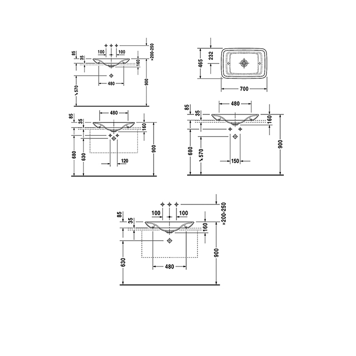 Duravit PuraVida Раковина 70x46 см, накладная, без отв., без перелива, цвет: белый