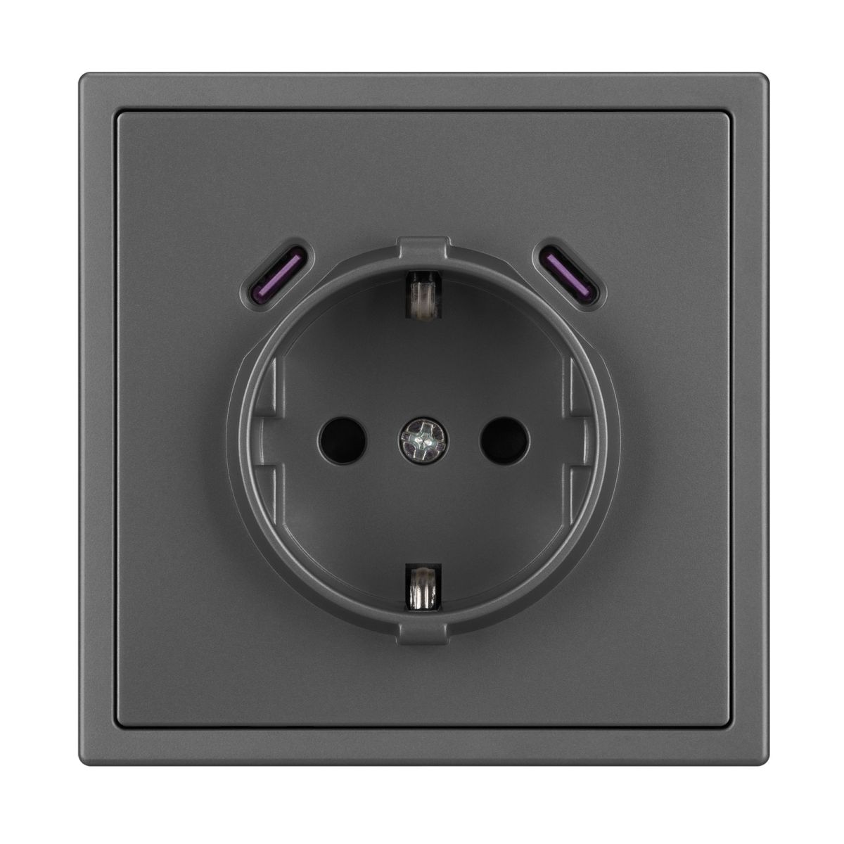 Розетка зк со шторками с USB тип C+С софт-тач серый базальт Arlight SCT-MUCC-SFPL-GR (250V, 16A) 061816(1)