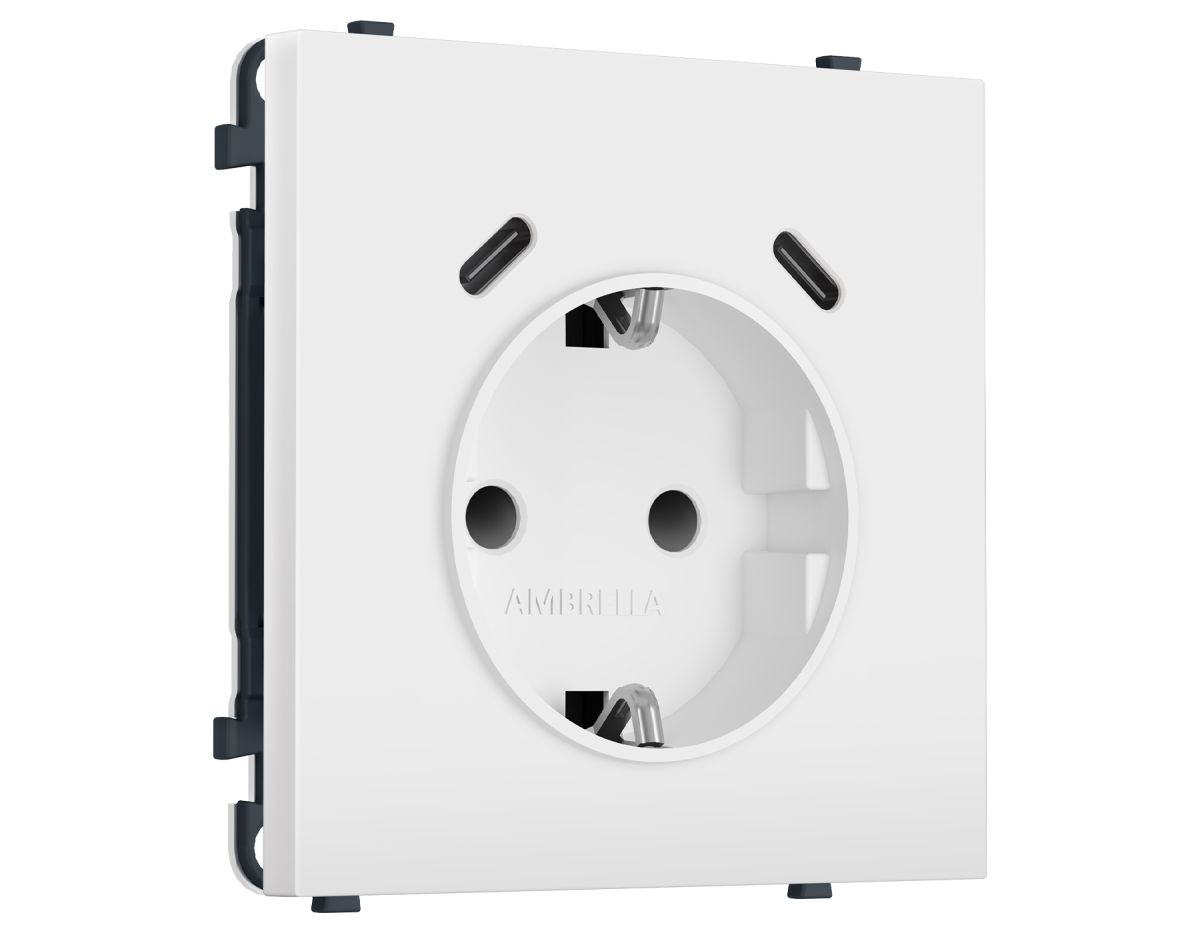 Комплект механизма электрической розетки SIGMA Белый матовый 2USB С+C 20W Ambrella Volt MS130510 (SP1305, PR165)