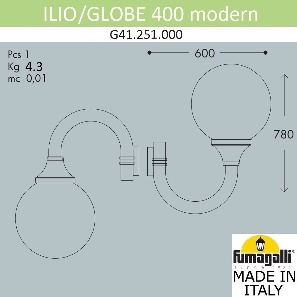 Уличный настенный светильник Fumagalli Globe G41.251.000.AYE27