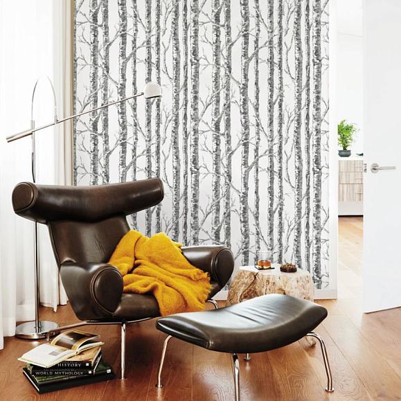Обои York BW3902 Paper Birch Black/White