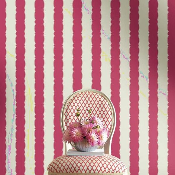 Обои York GR6011 Scalloped Stripe Crimson