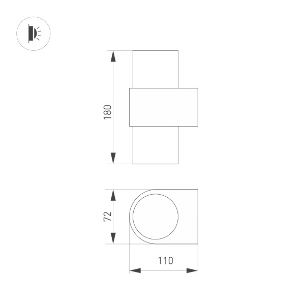 Настенный светильник Arlight SP-Spicy-Wall-Twin-S180x72-2x6W Warm3000 033734