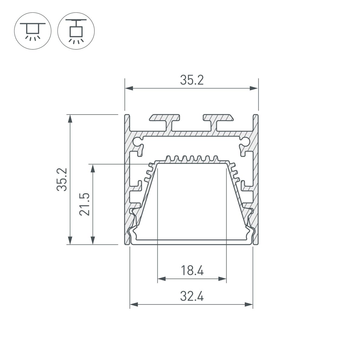 Профиль Arlight LINE-3535-TRAY-2000 BLACK (Алюминий) 062192