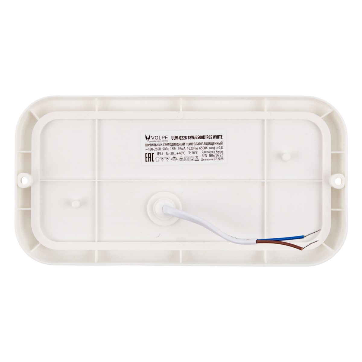 Накладной светильник влагозащищенный Volpe ULW-Q228 18W/6500K IP65 WHITE UL-00013189