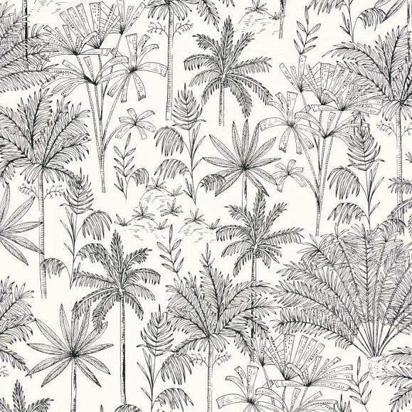 Обои Caselio NGR103030911 Jardin Majorelle Blanc noir