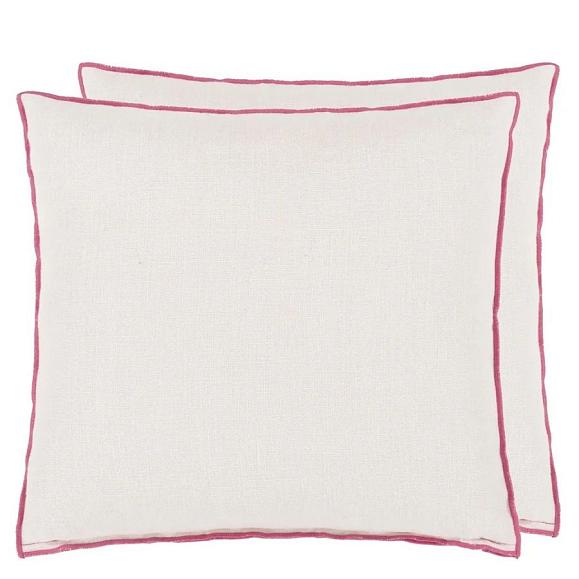 Подушка CCDG1476, Brera Lino, Alabaster with Fuchsia overlocked edge, Designers Guild 43 x 43см