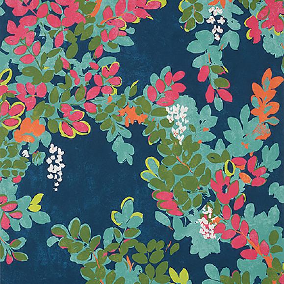Обои Thibaut T14331 Central Park Navy and Pink