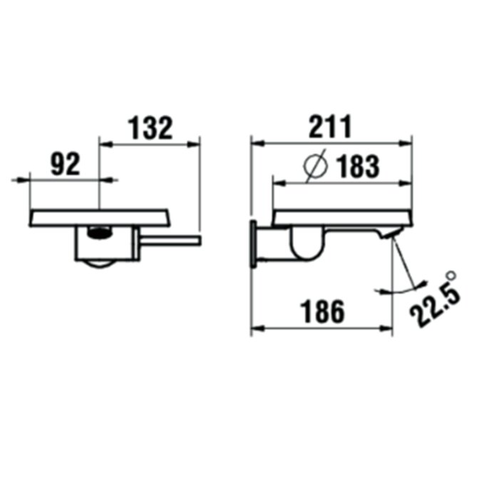 Laufen Kartell Смеситель для раковины настенный, на 1 отв, излив 186мм, цвет: хром