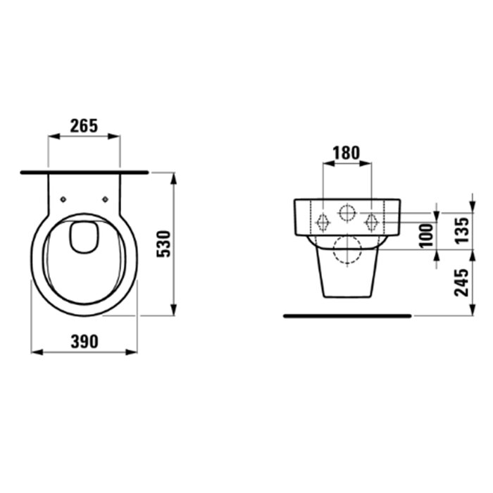 Laufen VAL Унитаз подвесной 53x39x36.5см, безободковый, с покр. LCC, цвет: белый
