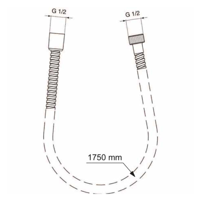 Ideal Standard Металлический шланг для душа 175 см, подсоединение G1/2", устойчивость к давлению до 5 атм, цвет: хром