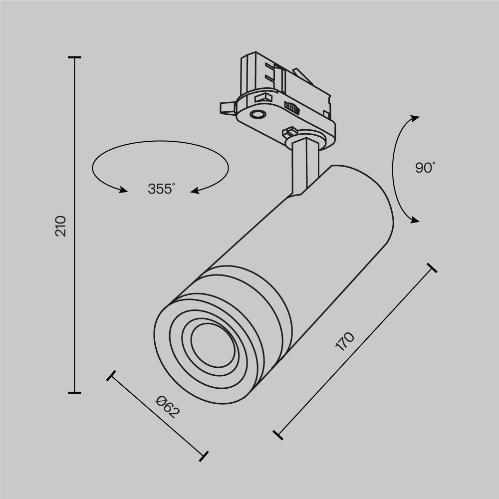 Трековый трехфазный светильник Maytoni Focus Zoom TR198-3-20W2.7K-Z-W