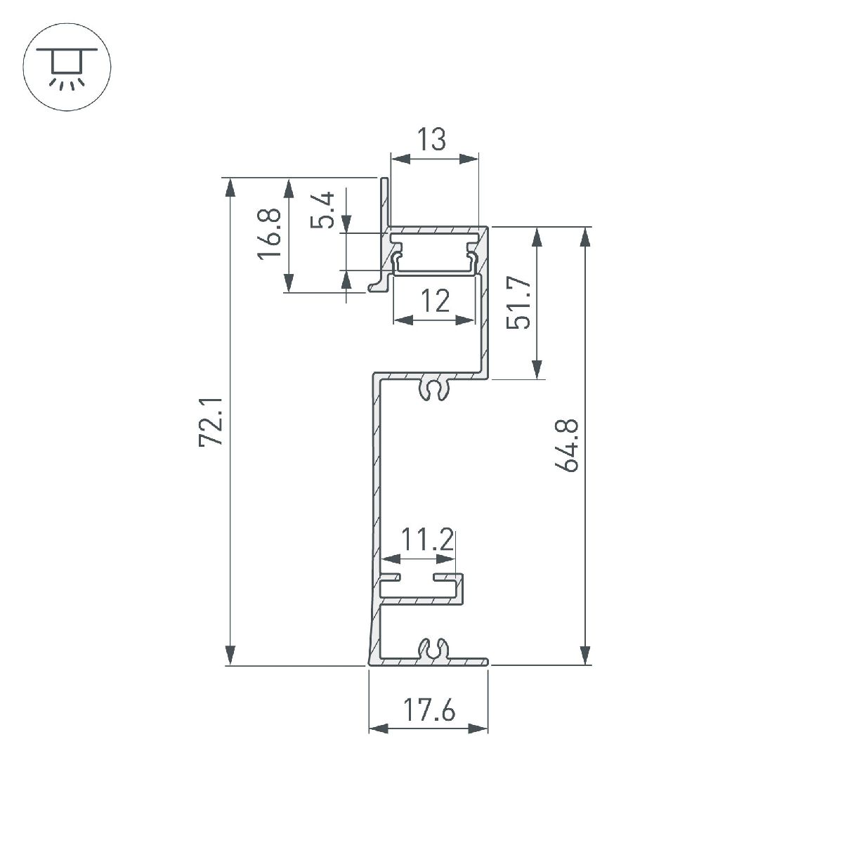 Профиль Arlight PLINTUS-H73-F-2000 BLACK 043480