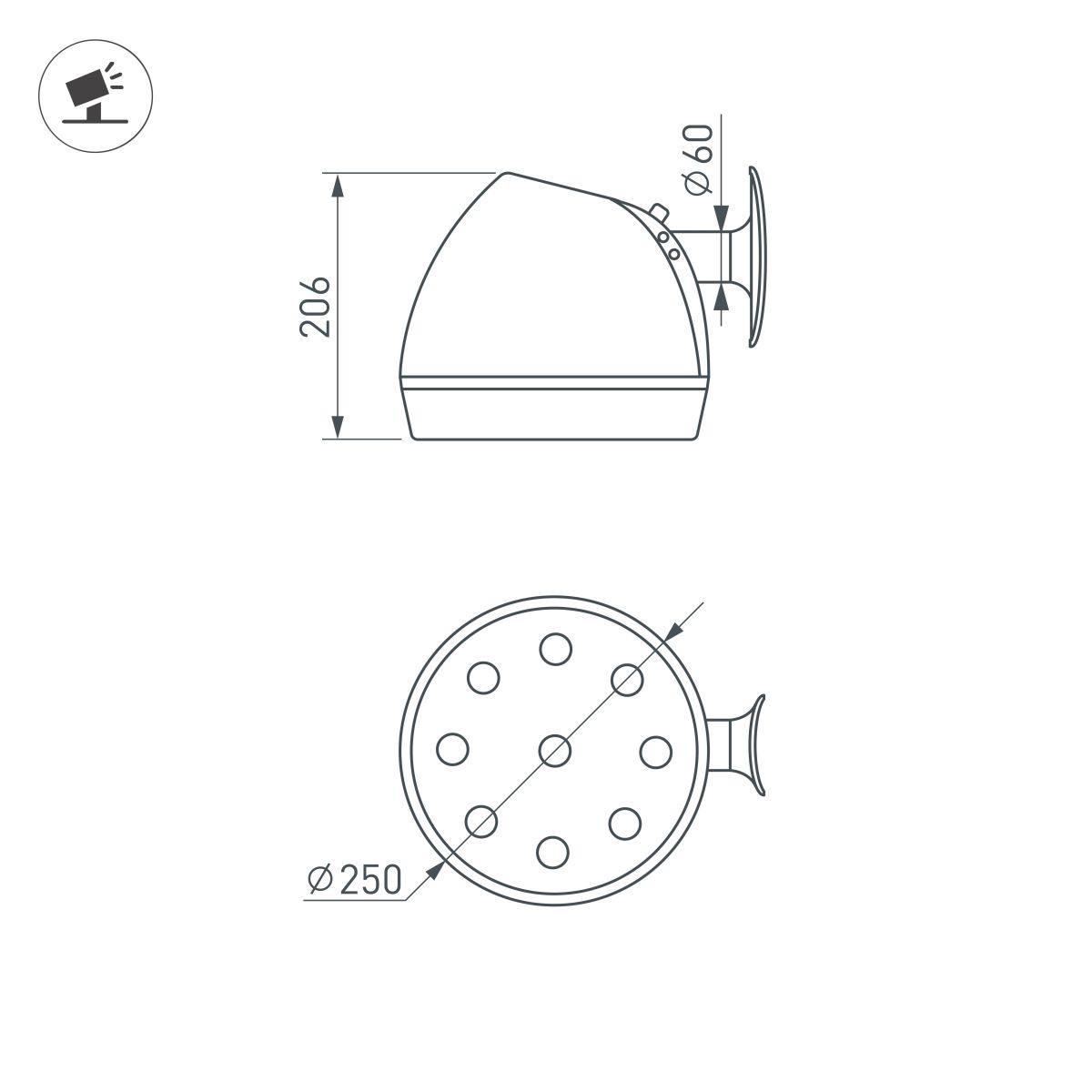 Уличный консольный светильник Arlight OXOR-OZLUM-250x206-10W Day4000 052482