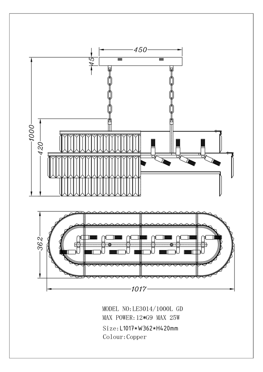 Подвесная люстра Mia LE3014/1000L Brass