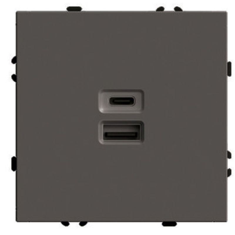 Розетка 2-местная USB + Type C (механизм) Stekker Эмили 250В 20W RST10-5115-09 антрацит soft touch 49931