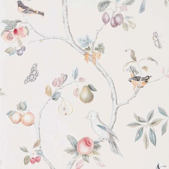 Обои Sanderson DART216314 Cream/Multi Fruit Aviary