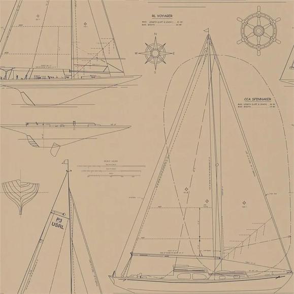 Обои Ralph Lauren PRL5035/03 Boat Blueprint Vintage Blue
