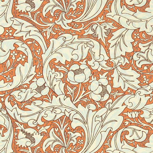 Обои Morris 217097 Bachelors Button Burnt Orange/Sky