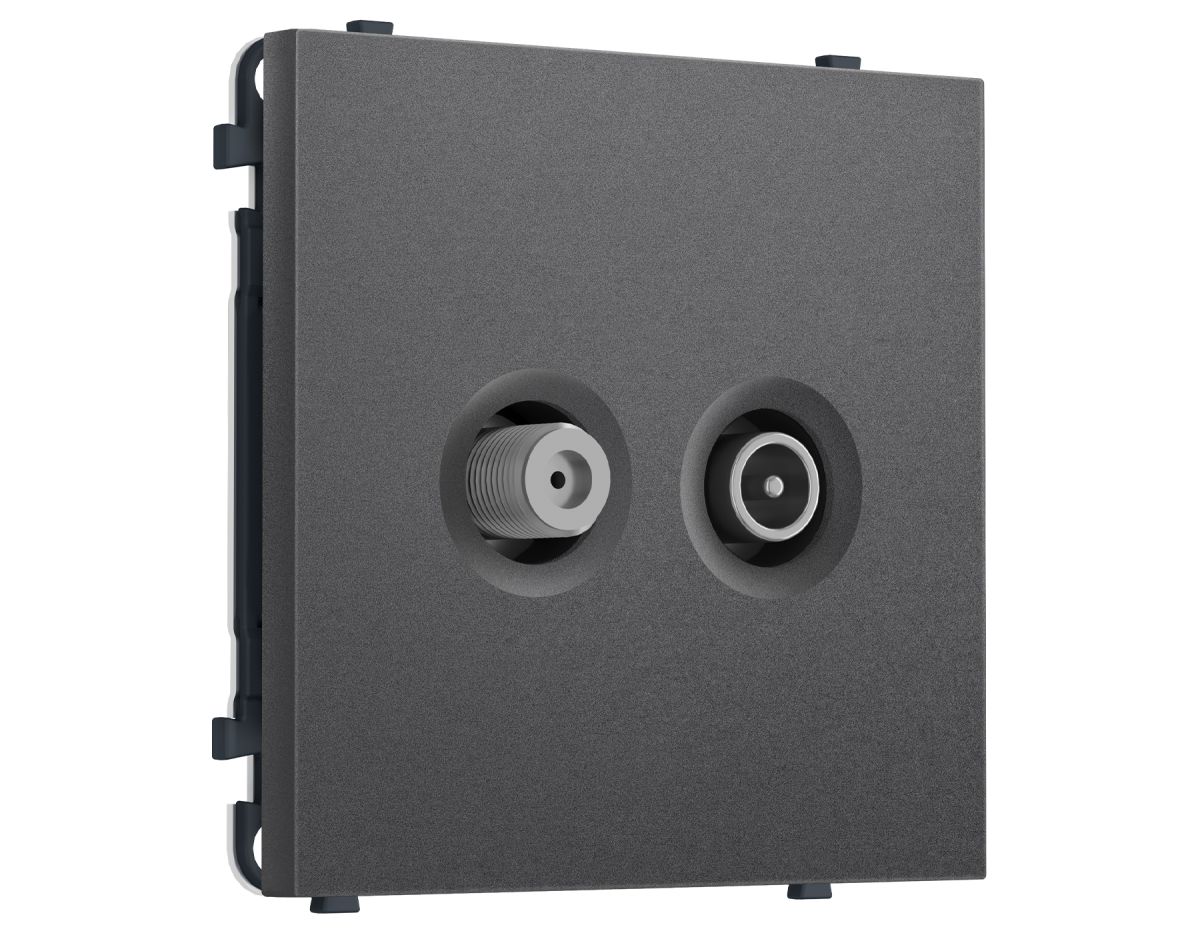 Комплект механизма розетки TV оконечной + SAT SIGMA Антрацит серый 5-862MHz 3.5dB/950-2150MHz 3.8dB QUANT PRO Ambrella Volt MS663310 (SP6633, PR217)