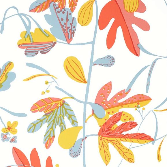 Обои Thibaut T16206 Matisse Leaf Coral and Yellow