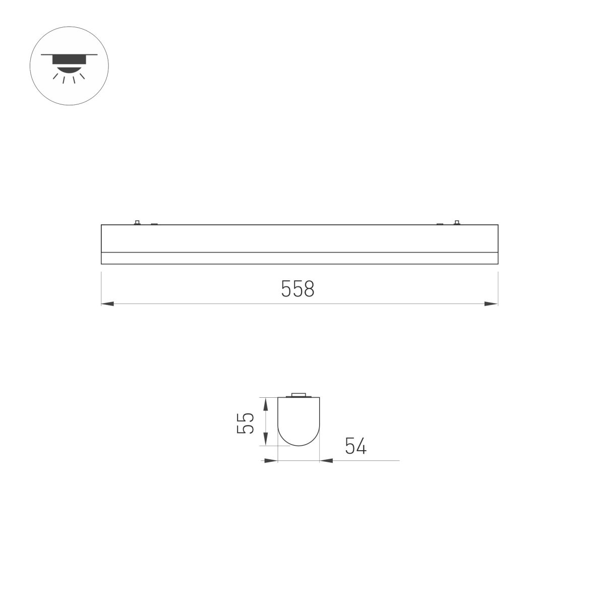 Накладной светильник Arlight ALT-LARGO-EMERGENCY-558-18W Warm3000 (WH, 60 deg, 230V) (IP65 Пластик) 064181