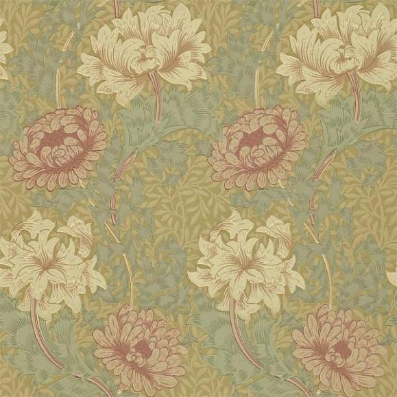 Обои Morris 216860 Chrysanthemum Pink/yellow/green