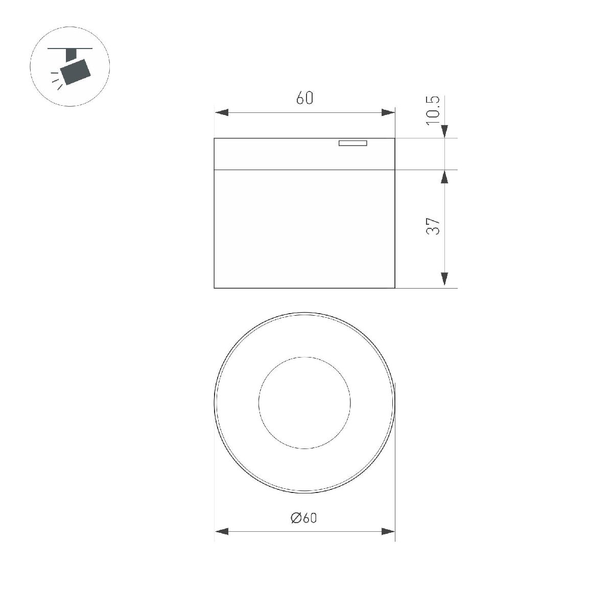 Трековый магнитный светильник Arlight MAG-MICROCOSM-POINT-R60-5W Day4000 (BK, 36 deg, 24V) 043257