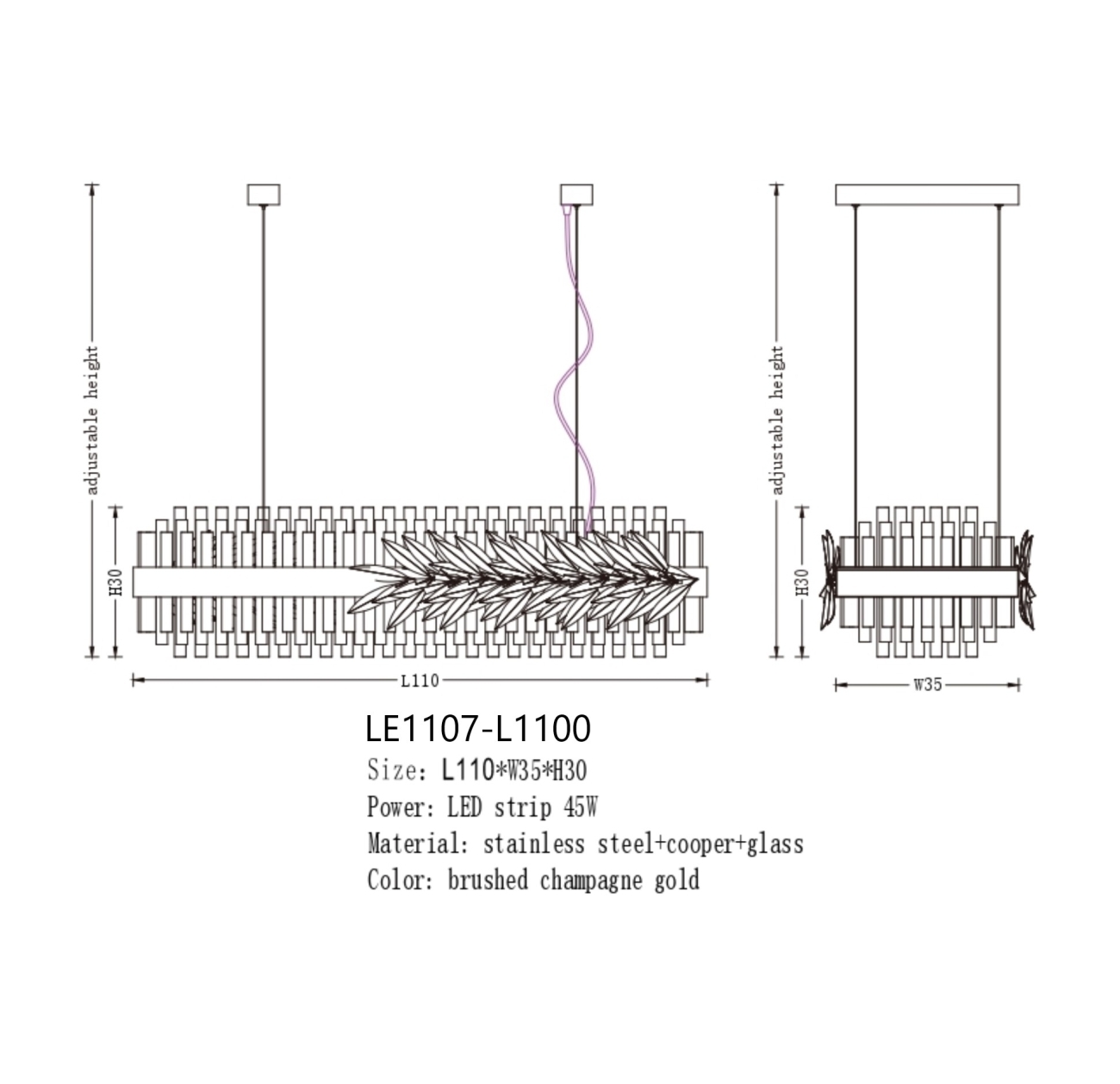 Подвесная люстра Cesar LE1107-L1100