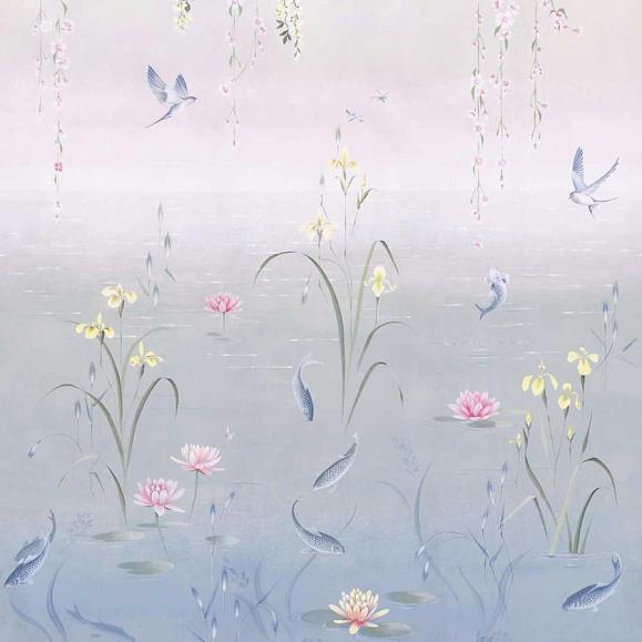 Панно Sanderson 217131 Water Garden Soft Jade/Pink Blossom