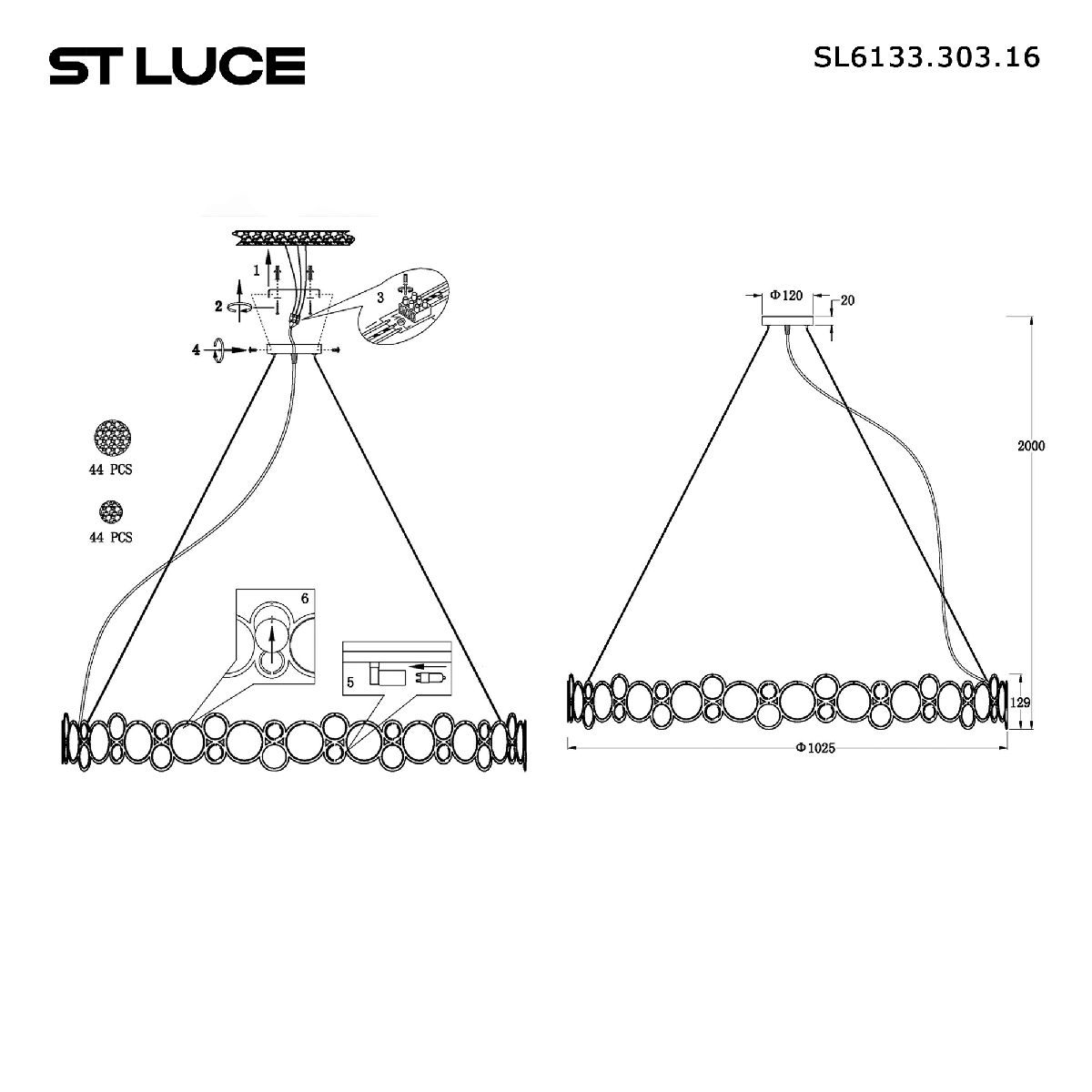 Подвесная люстра ST Luce Swatch SL6133.303.16