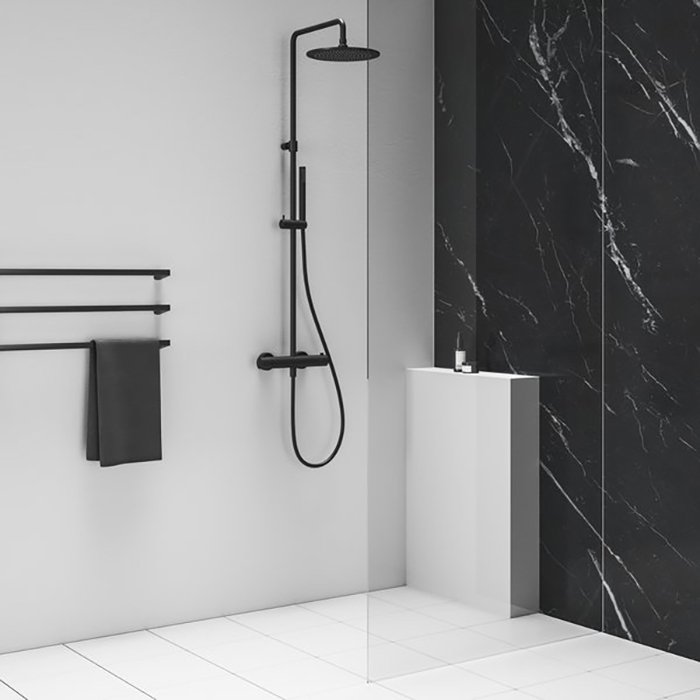 Ravak Espirit Душевая стойка с термостатическим смесителем и ручным душем, цвет: черный матовый
