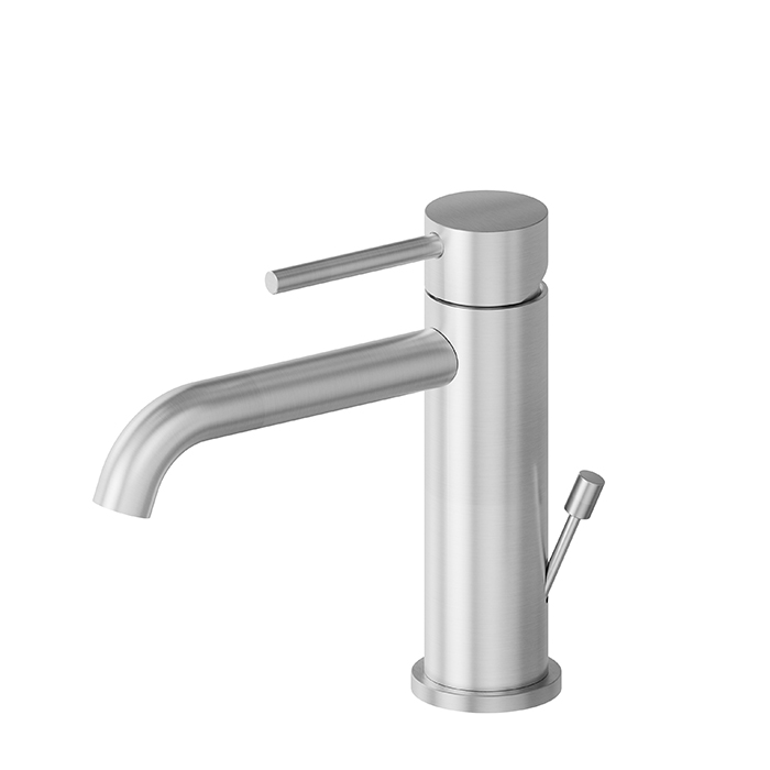 Newform X-STEEL 316 Смеситель для раковины на 1 отв., с донным клапаном, излив 14.5см., цвет: нержавеющая сталь