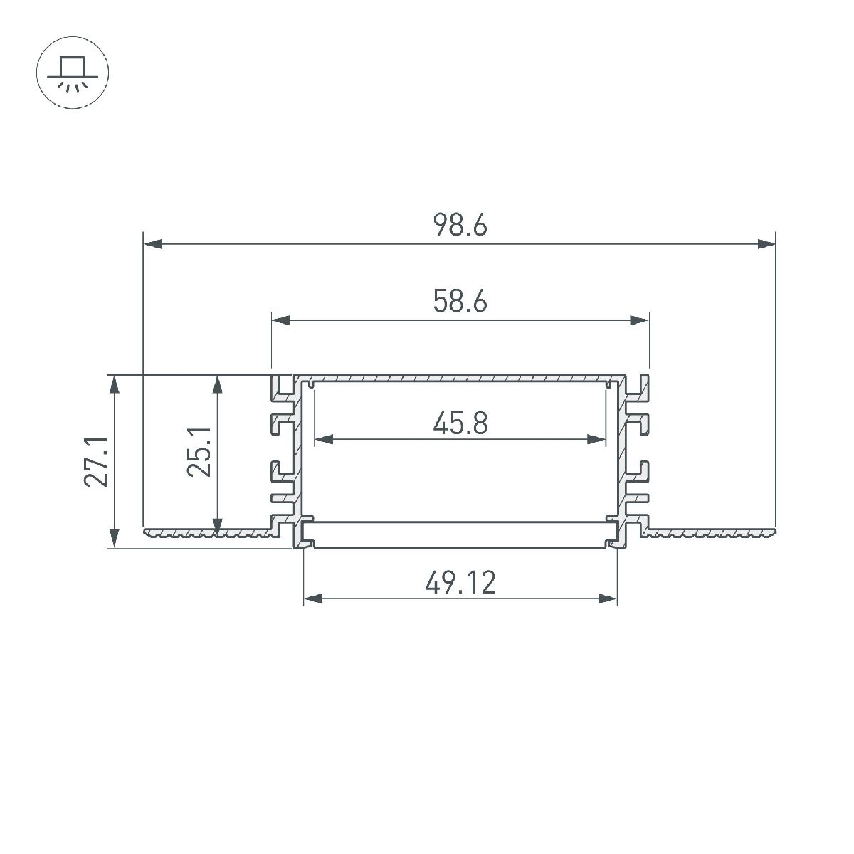 Профиль Arlight FANTOM-W49-2000 ANOD 046430