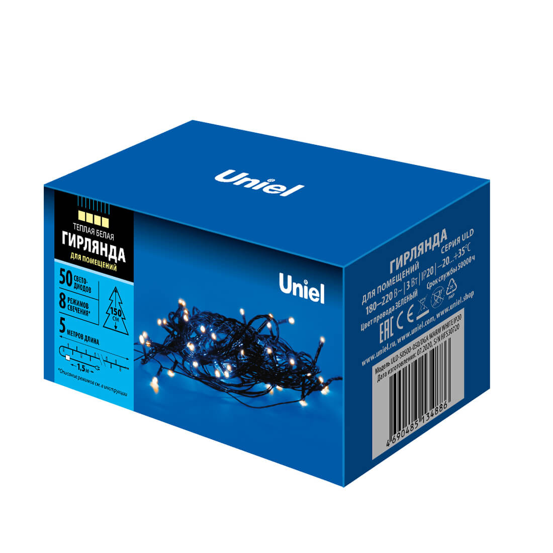 Светодиодная гирлянда Uniel (UL-00007304) теплый белый ULD-S0500-050/DGA Warm White IP20