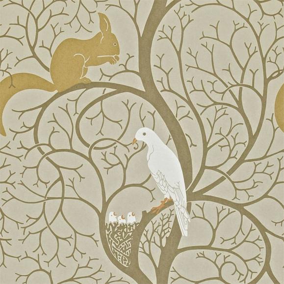 Обои Sanderson DVIWSQ101 Squirrel & Dove Linen/Ivory