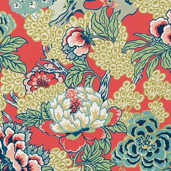 Обои Thibaut T75490 Honshu Coral and Green
