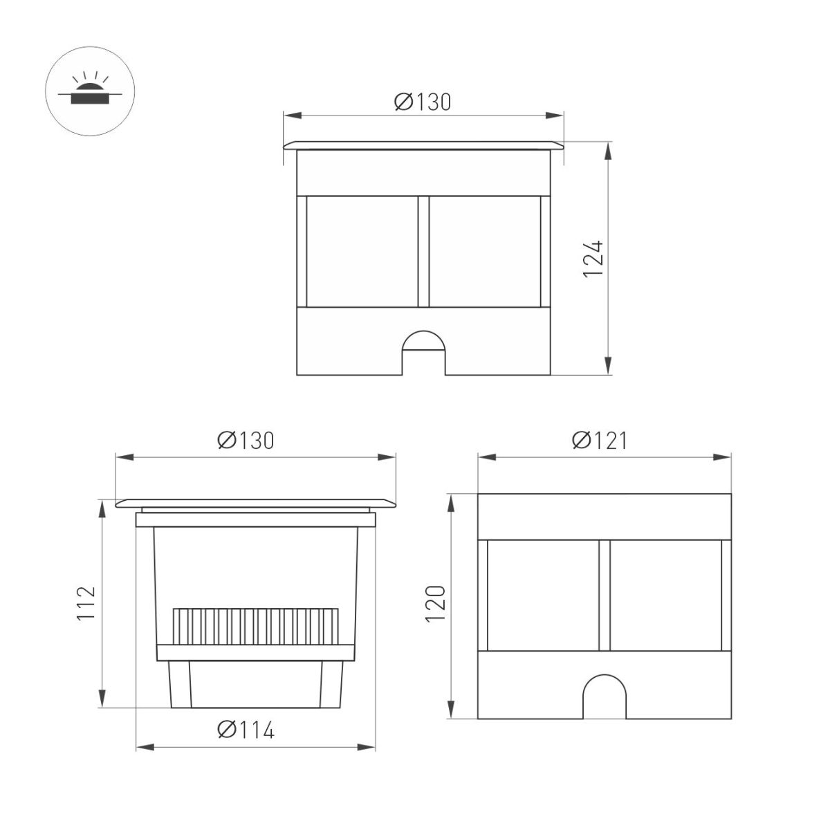 Ландшафтный светильник Arlight LTD-DAFNA-GROUND-R130-11W Day4000 (SL, 45 deg, 230V) (IP67 Металл) 061188