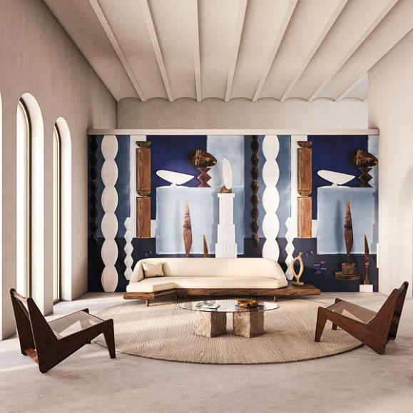 Панно Casamance 75580202 L'atelier De Brancusi Bleu d'egypte