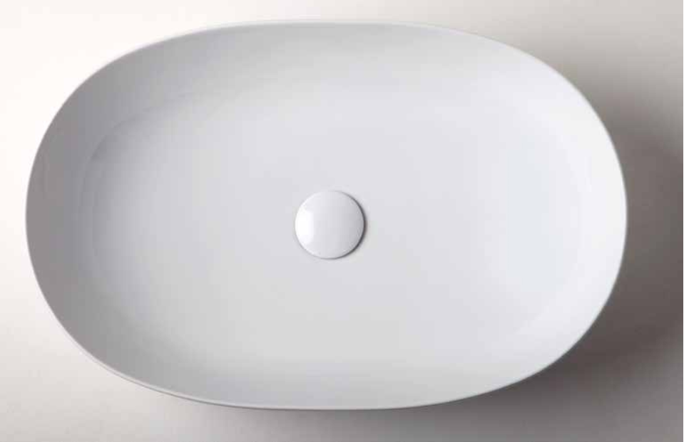 Azzurra Elegance Circle Раковина накладная, 60x40xH14 см, без отв., без перелива, цвет: Bianco lucido