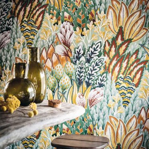Обои Casamance 75162652 Avicennia Emeraude/Moutarde